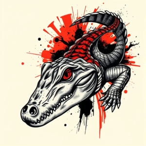 Trash Polka Crocodile Tattoo