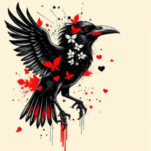 Trash Polka Crow Tattoo