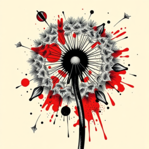 Trash Polka Dandelion Tattoo