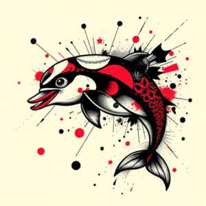 Trash Polka Dolphin Tattoo