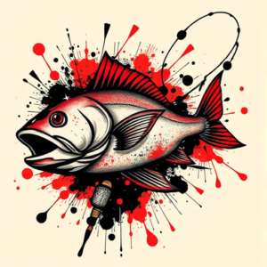 Trash Polka Fishing Tattoo