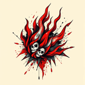 Trash Polka Flame Tattoo