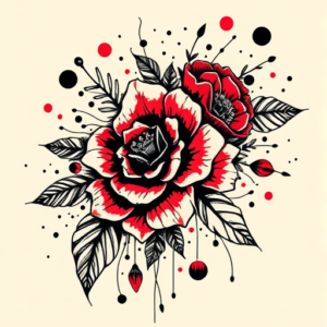 Trash Polka Floral Tattoo