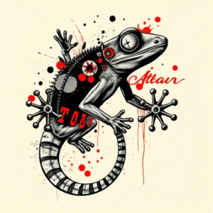 Trash Polka Gecko Tattoo