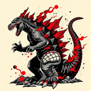 Trash Polka Godzilla Tattoo