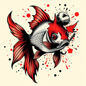 Trash Polka Goldfish Tattoo