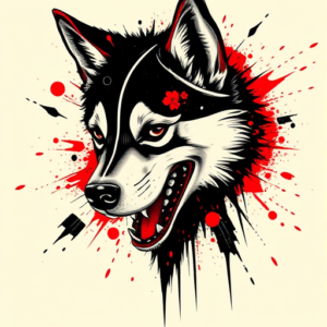 Trash Polka Husky Tattoo