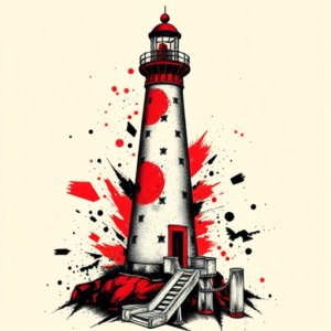 Trash Polka Lighthouse Tattoo