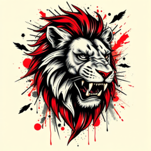 Trash Polka Lion Tattoo