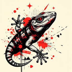 Trash Polka Lizard Tattoo