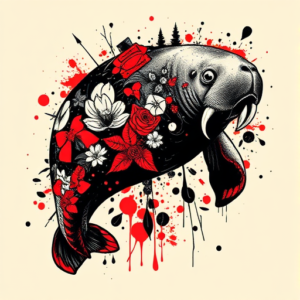 Trash Polka Manatee Tattoo