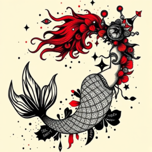 Trash Polka Mermaid Tattoo