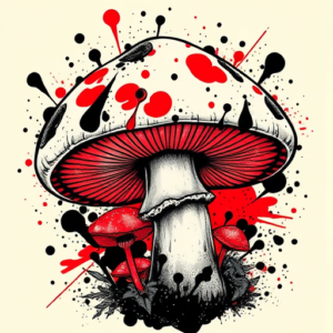 Trash Polka Mushroom Tattoo