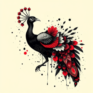 Trash Polka Peacock Tattoo