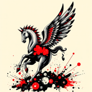 Trash Polka Pegasus Tattoo