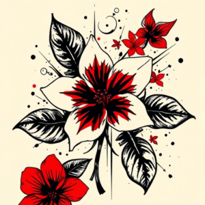 Trash Polka Plumeria Tattoo