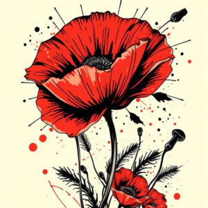 Trash Polka Poppy Tattoo