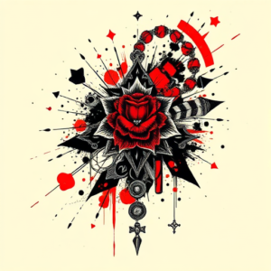 Trash Polka Rosary Tattoo