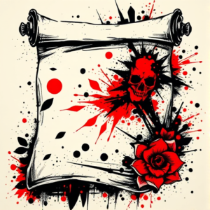 Trash Polka Scroll Tattoo