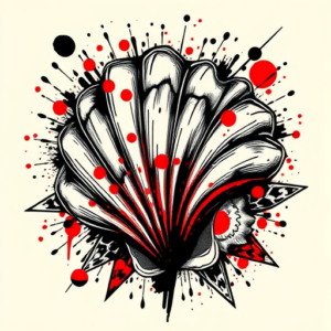 Trash Polka Seashell Tattoo