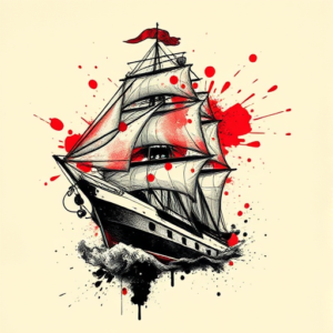 Trash Polka Ship Tattoo