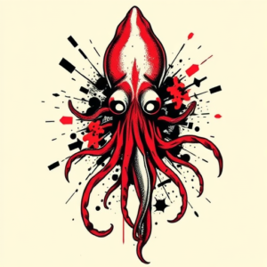 Trash Polka Squid Tattoo