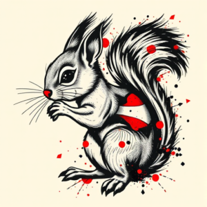 Trash Polka Squirrel Tattoo