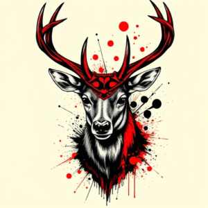 Trash Polka Stag Tattoo