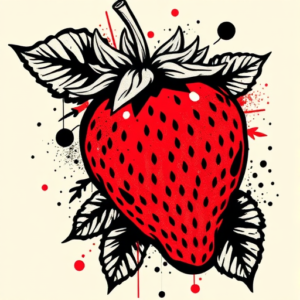 Trash Polka Strawberry Tattoo