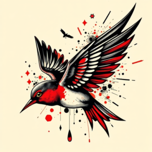 Trash Polka Swallow Tattoo