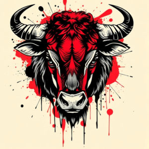 Trash Polka Taurus Tattoo