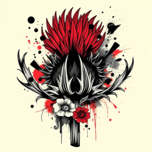 Trash Polka Thistle Tattoo