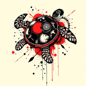 Trash Polka Turtle Tattoo