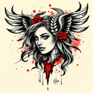 Trash Polka Virgo Tattoo