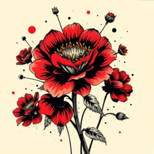 Trash Polka Wildflower Tattoo