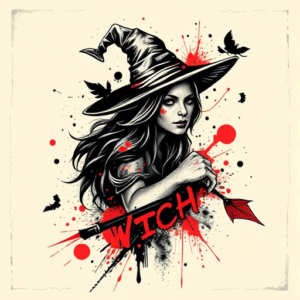 Trash Polka Witch Tattoo