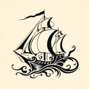 Tribal Ship Tattoo