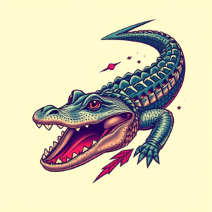 Vaporwave Alligator Tattoo