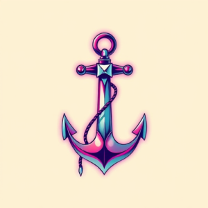 Vaporwave Anchor Tattoo
