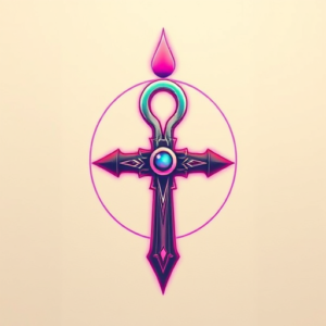 Vaporwave Ankh Tattoo