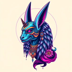 Vaporwave Anubis Tattoo