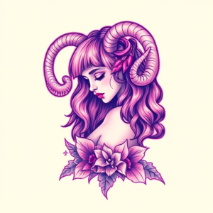 Vaporwave Aries Tattoo