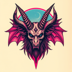 Vaporwave Baphomet Tattoo