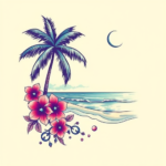 Vaporwave Beach Tattoo