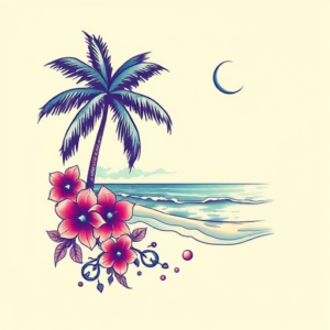 Vaporwave Beach Tattoo