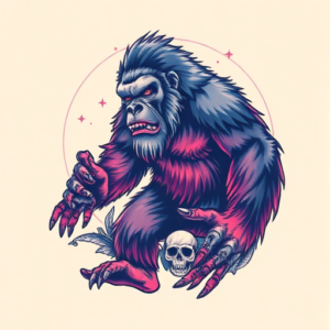 Vaporwave Bigfoot Tattoo