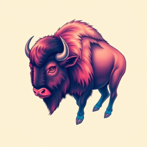 Vaporwave Bison Tattoo