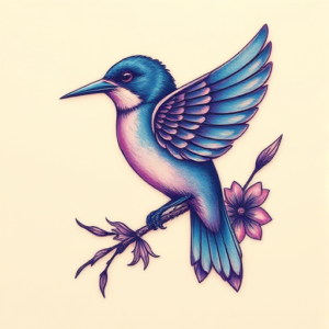 Vaporwave Bluebird Tattoo