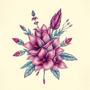 Vaporwave Botanical Tattoo