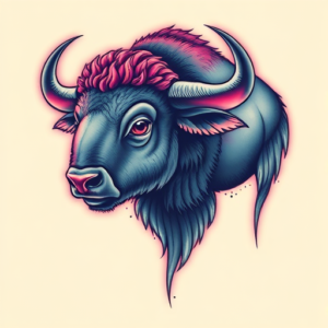 Vaporwave Buffalo Tattoo